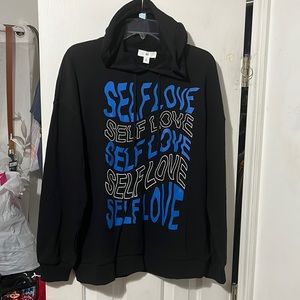 BP. Sweatshirt Small Black Hoodie Long Sleeve Drawstrings Self Love Graphic